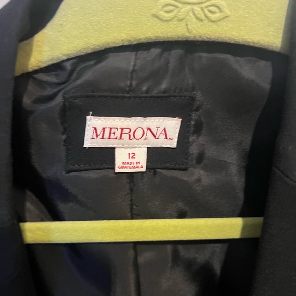 Merona black blazer with gray/white silk lining - Picture 2 of 4